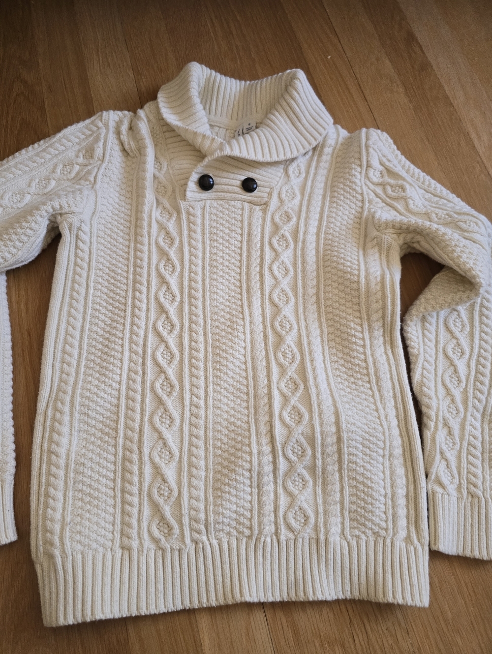 Janie And Jack Cream Cable-Knit Shawl Collar Sweater Sz 169 - Picture 2 of 5